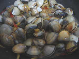 Clams getting cooked. 